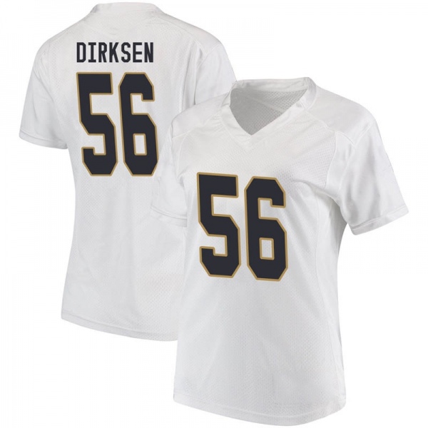 John Dirksen Notre Dame Fighting Irish NCAA Women's #56 White Game College Stitched Football Jersey YDO0755HI